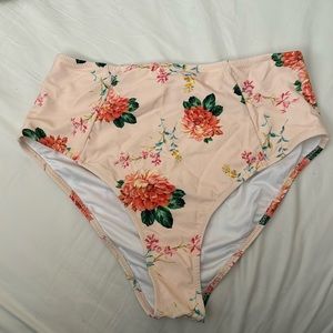 Cupshe Pink Floral High Waisted Swim Bottom